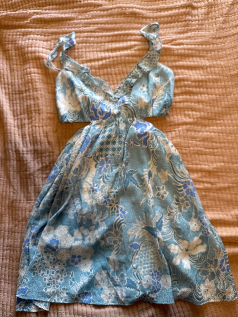 Abercrombie & Fitch Light Blue Floral Sundress with Ruffles